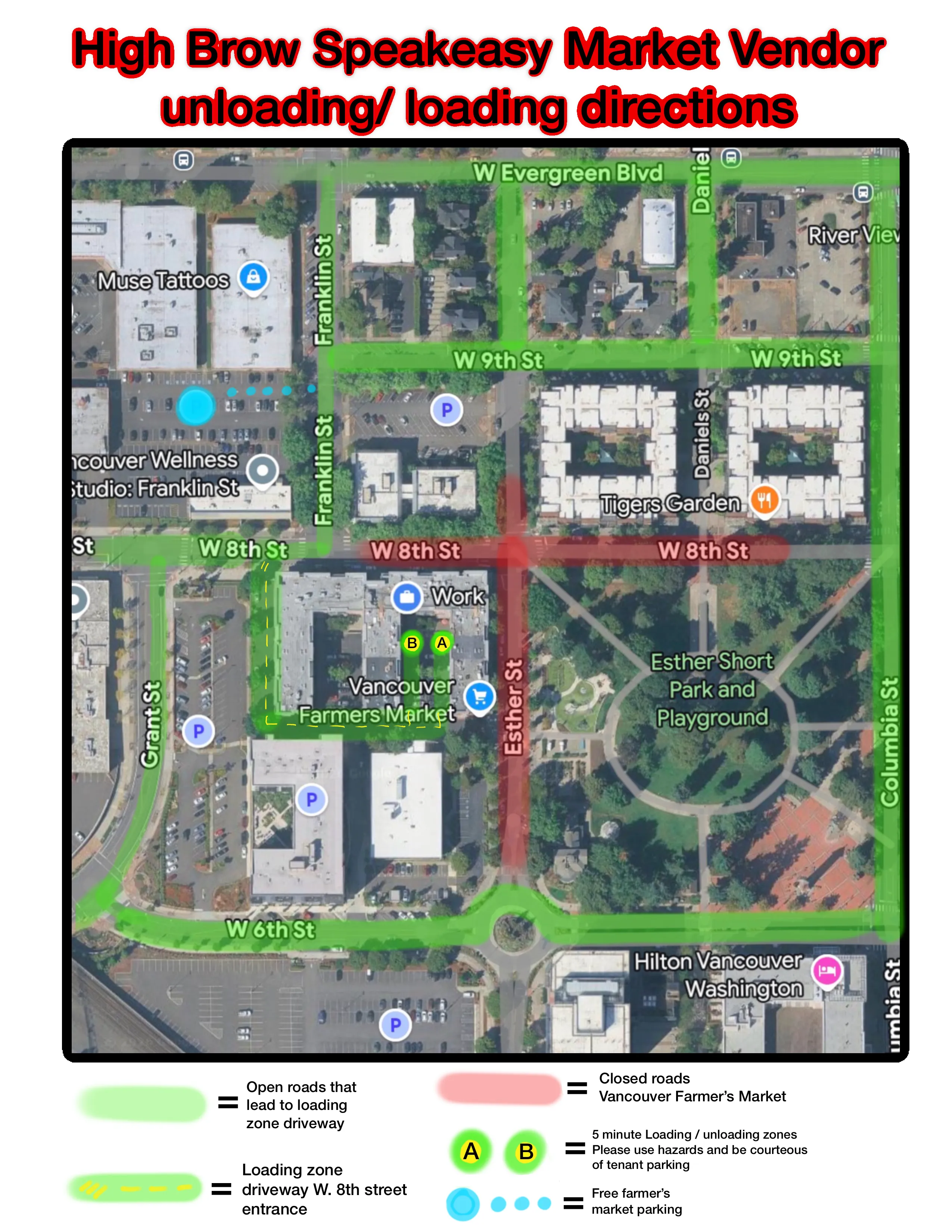 Speakeasy Market vendor map showing full patio layout and access points.