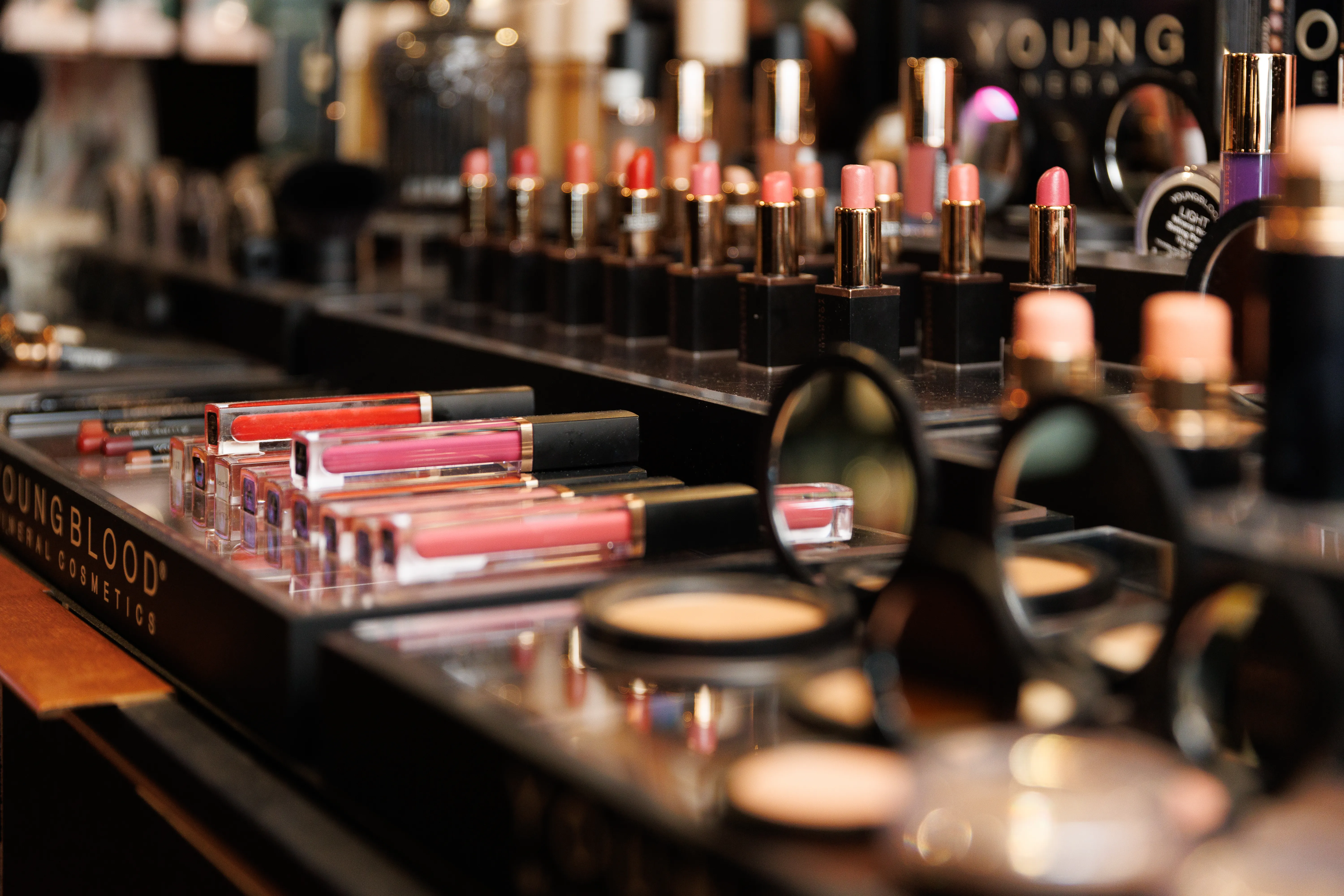 Youngblood cosmetics display